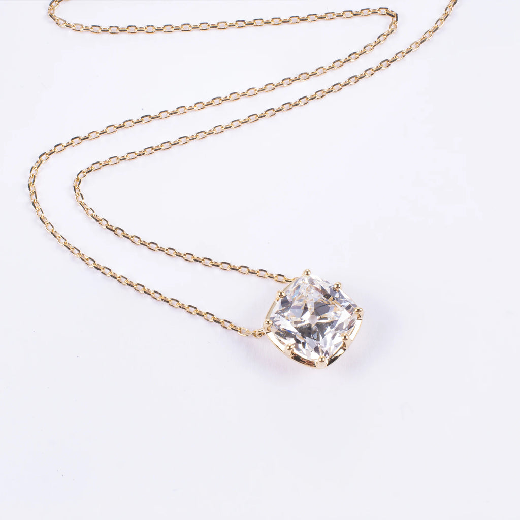 Old European Cut Lab Grown Diamond Necklace, 18K Gold