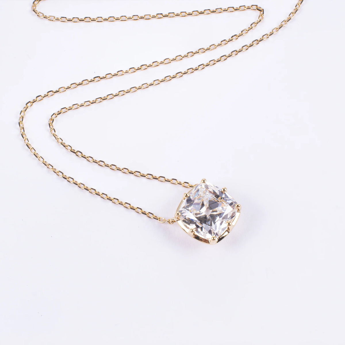 Old European Cut Lab Grown Diamond Necklace, 18K Gold