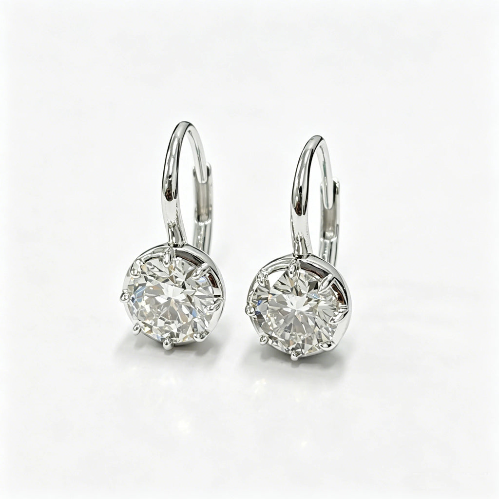 Classic Lab Grown Diamond Earrings, 925 Silver