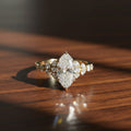 Marquise Cut VVS Lab Diamond Ring with Side Stones, 2ct, 18K Gold, IGI Certified