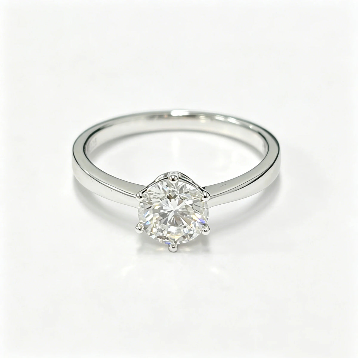 Round Lab Grown Diamond Ring, 925 Silver, D Colour