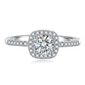 Cushion Halo Pavé Band Moissanite Ring in 925 Sterling Silver