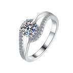 Oval Solitaire Split Shank Moissanite Ring in 925 Sterling Silver