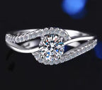 Oval Solitaire Split Shank Moissanite Ring in 925 Sterling Silver