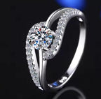 Oval Solitaire Split Shank Moissanite Ring in 925 Sterling Silver