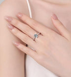 Emerald Cut Twisted Band Moissanite Ring in 925 Sterling Silver