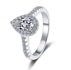 Pear Cut Pavé Shoulder Moissanite Ring in 925 Sterling Silver