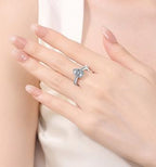 Pear Cut Pavé Shoulder Moissanite Ring in 925 Sterling Silver