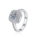 Square Halo Solitaire Moissanite Ring in 925 Sterling Silver