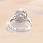 Square Halo Solitaire Moissanite Ring in 925 Sterling Silver