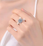 Square Halo Solitaire Moissanite Ring in 925 Sterling Silver