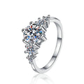 Round Solitaire Flower Accent Moissanite Ring in 925 Sterling Silver