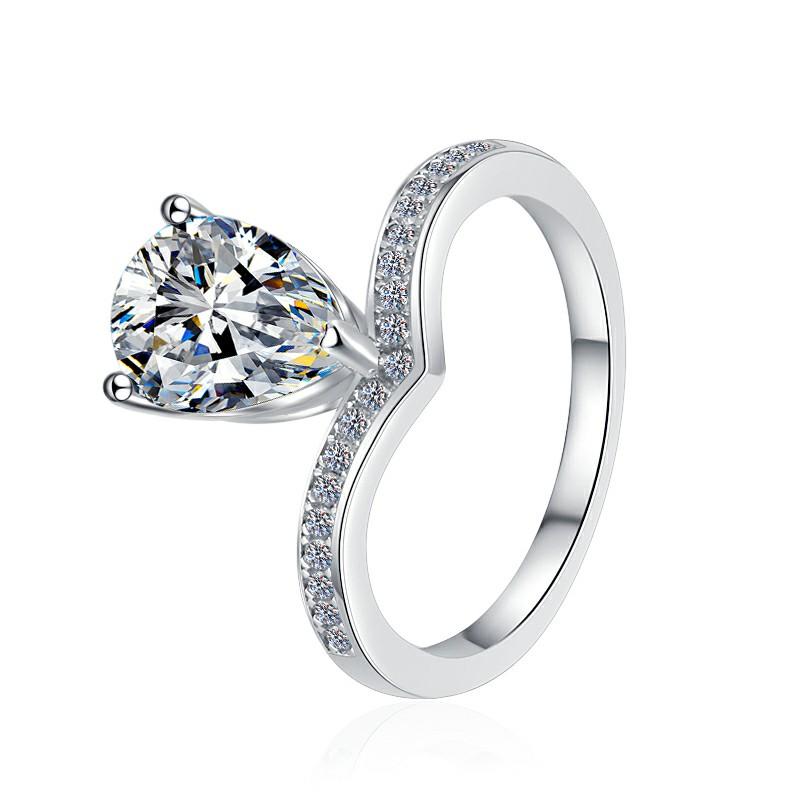 Pear Cut Classic Solitaire Moissanite Ring in 925 Sterling Silver
