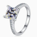 Radiant Prong Set Pavé Moissanite Ring in 925 Sterling Silver
