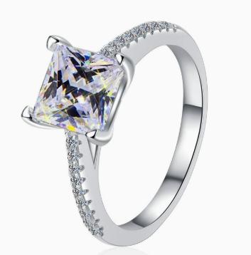 Radiant Prong Set Pavé Moissanite Ring in 925 Sterling Silver