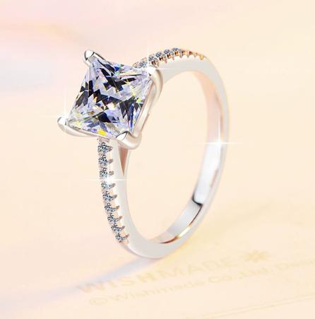 Radiant Prong Set Pavé Moissanite Ring in 925 Sterling Silver
