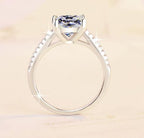 Radiant Prong Set Pavé Moissanite Ring in 925 Sterling Silver