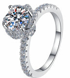 Round Halo Pavé Band Moissanite Ring in 925 Sterling Silver