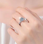 Round Halo Pavé Band Moissanite Ring in 925 Sterling Silver