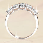 Five Stone Round Band Moissanite Ring in 925 Sterling Silver