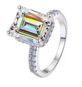 Emerald Cut Cushion Halo Moissanite Ring in 925 Sterling Silver