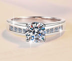Round Solitaire Split Pavé Band Moissanite Ring in 925 Sterling Silver