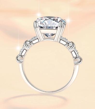 Asscher Cut Tapered Baguette Moissanite Ring in 925 Sterling Silver