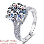 Round Solitaire Tapered Pavé Moissanite Ring in 925 Sterling Silver