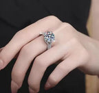 Round Solitaire Tapered Pavé Moissanite Ring in 925 Sterling Silver