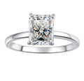 Radiant Cut Classic Solitaire Moissanite Ring in 925 Sterling Silver