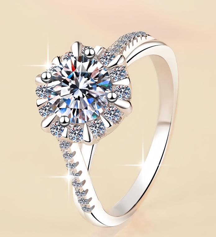 Round Solitaire Knife Edge Moissanite Ring in 925 Sterling Silver