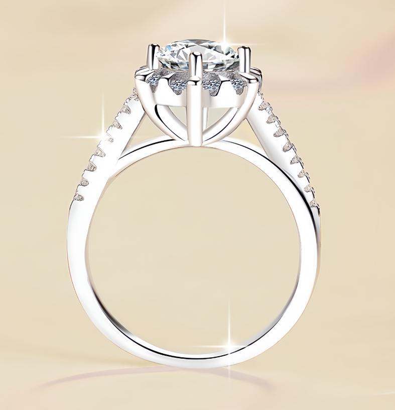 Round Solitaire Knife Edge Moissanite Ring in 925 Sterling Silver