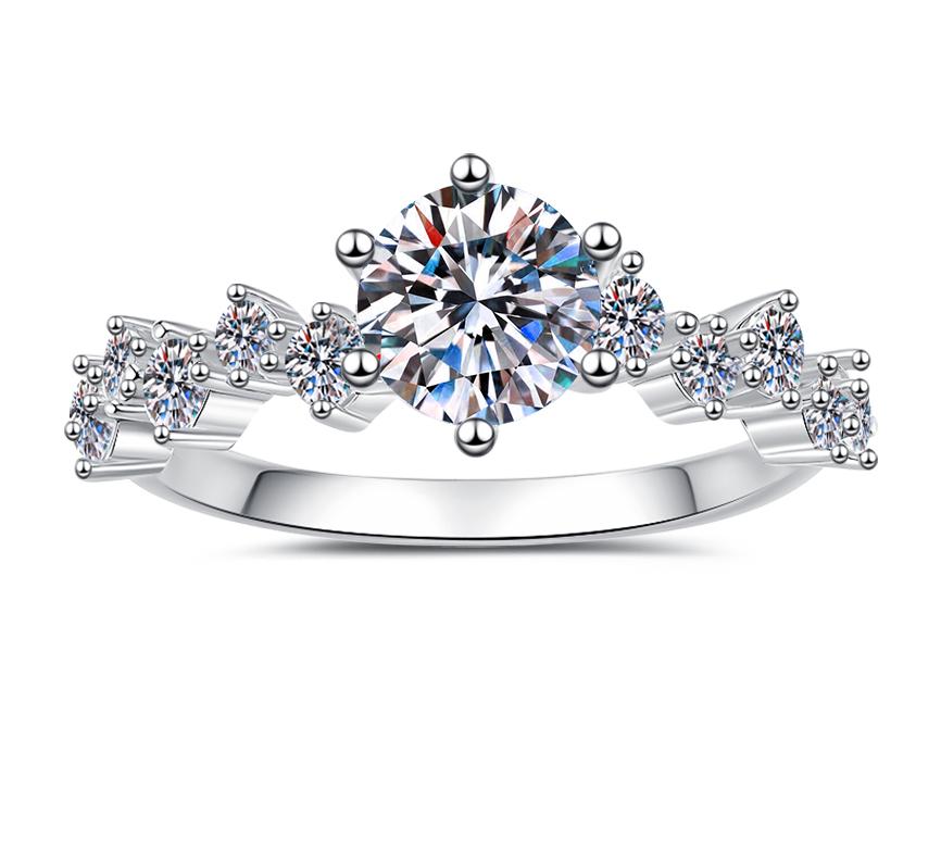Round Solitaire Bridal Ring Set Moissanite Ring in 925 Sterling Silver