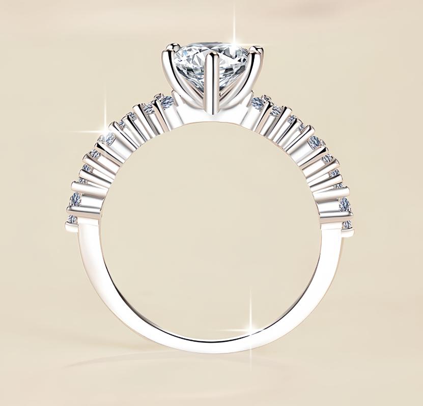 Round Solitaire Bridal Ring Set Moissanite Ring in 925 Sterling Silver