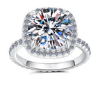 Round Solitaire Double Halo Moissanite Ring in 925 Sterling Silver