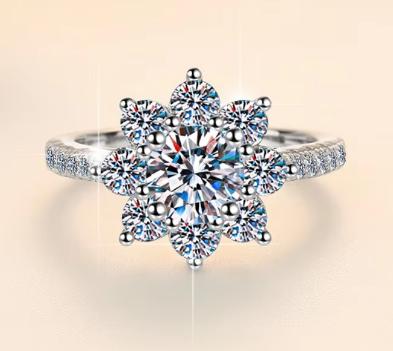 Round Solitaire Double Halo Moissanite Ring in 925 Sterling Silver