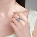Round Solitaire Double Halo Moissanite Ring in 925 Sterling Silver
