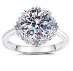Large Round Double Halo Moissanite Ring in 925 Sterling Silver