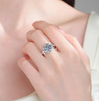 Large Round Double Halo Moissanite Ring in 925 Sterling Silver