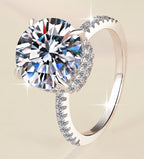 Round Solitaire Fine Pavé Moissanite Ring in 925 Sterling Silver