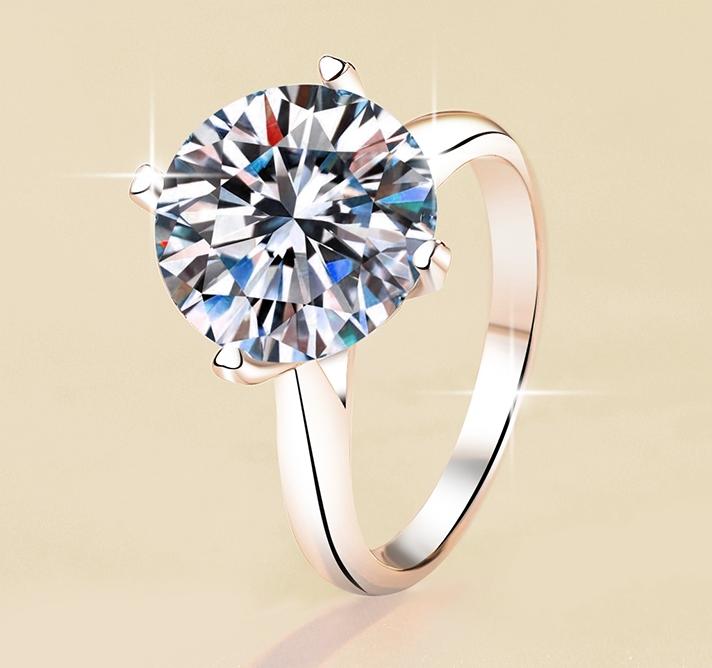 Round Solitaire Split Band Moissanite Ring in 925 Sterling Silver