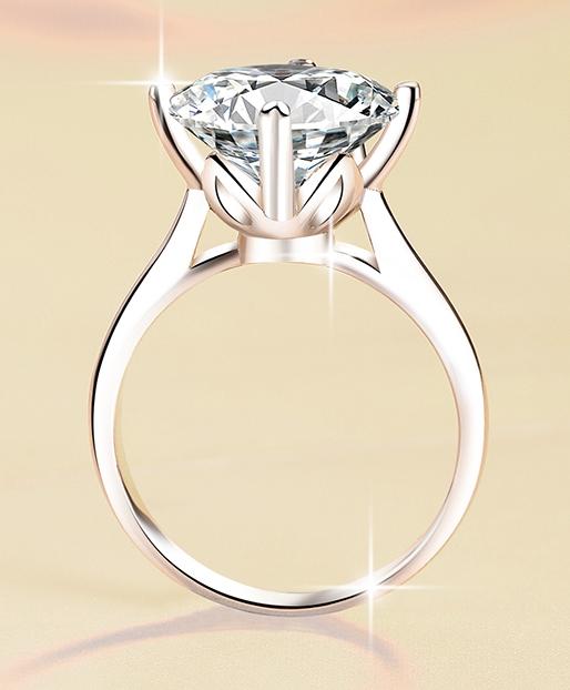 Round Solitaire Split Band Moissanite Ring in 925 Sterling Silver