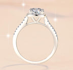 Round Stone Square Halo Moissanite Ring in 925 Sterling Silver