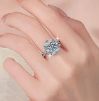 Cushion Cluster Halo Moissanite Ring in 925 Sterling Silver