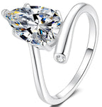 Pear Cut Open Band Moissanite Ring in 925 Sterling Silver