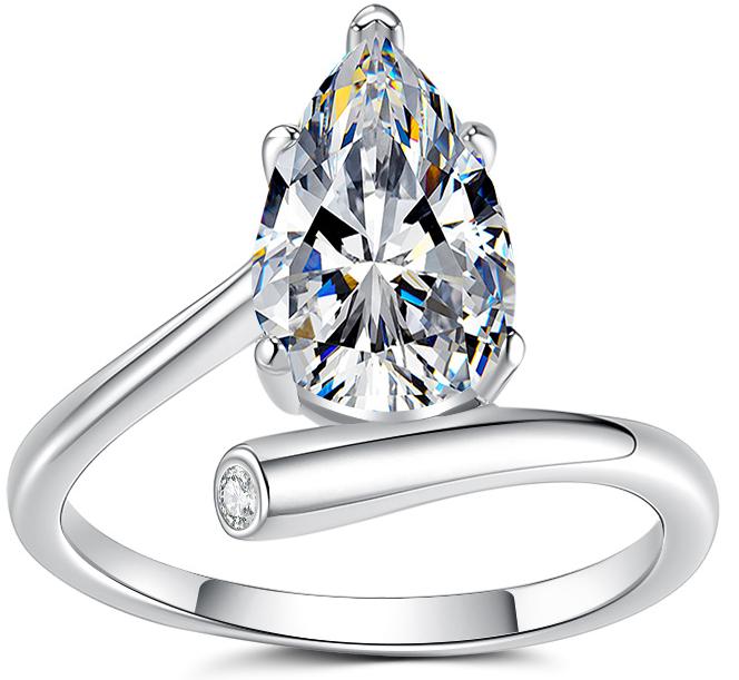 Pear Cut Open Band Moissanite Ring in 925 Sterling Silver