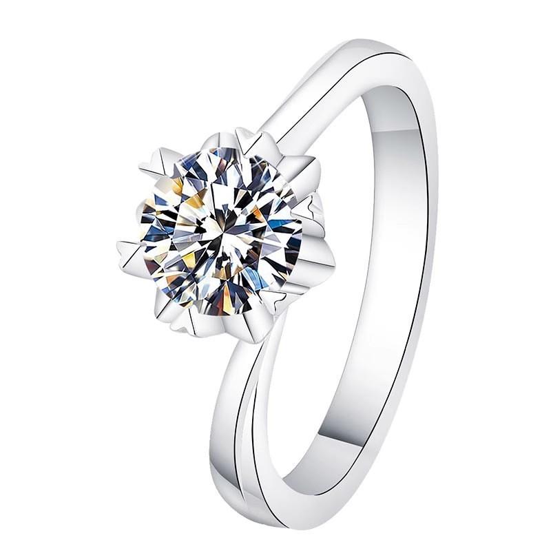 Round Classic Solitaire Moissanite Ring in 925 Sterling Silver
