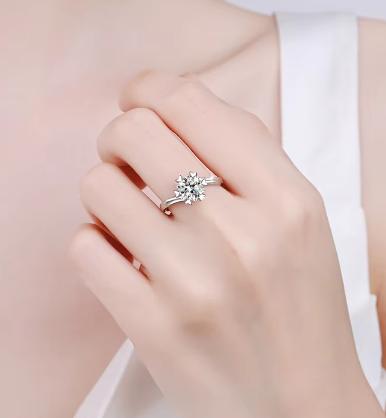 Round Classic Solitaire Moissanite Ring in 925 Sterling Silver