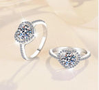 Pear Cut Halo Moissanite Ring in 925 Sterling Silver