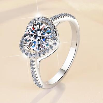 Pear Cut Halo Moissanite Ring in 925 Sterling Silver